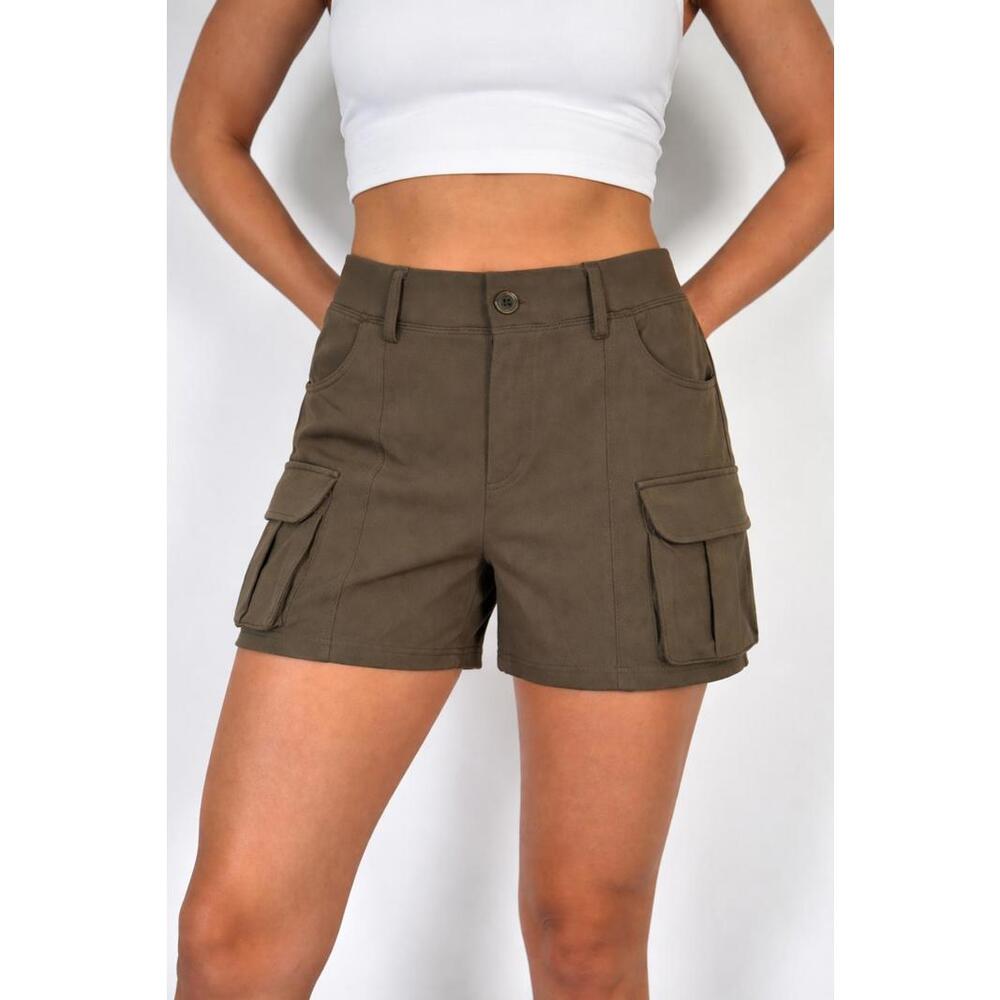 NWT Halara HaloTek Air Cargo Pocket Shorts Brown Stretch Size Large